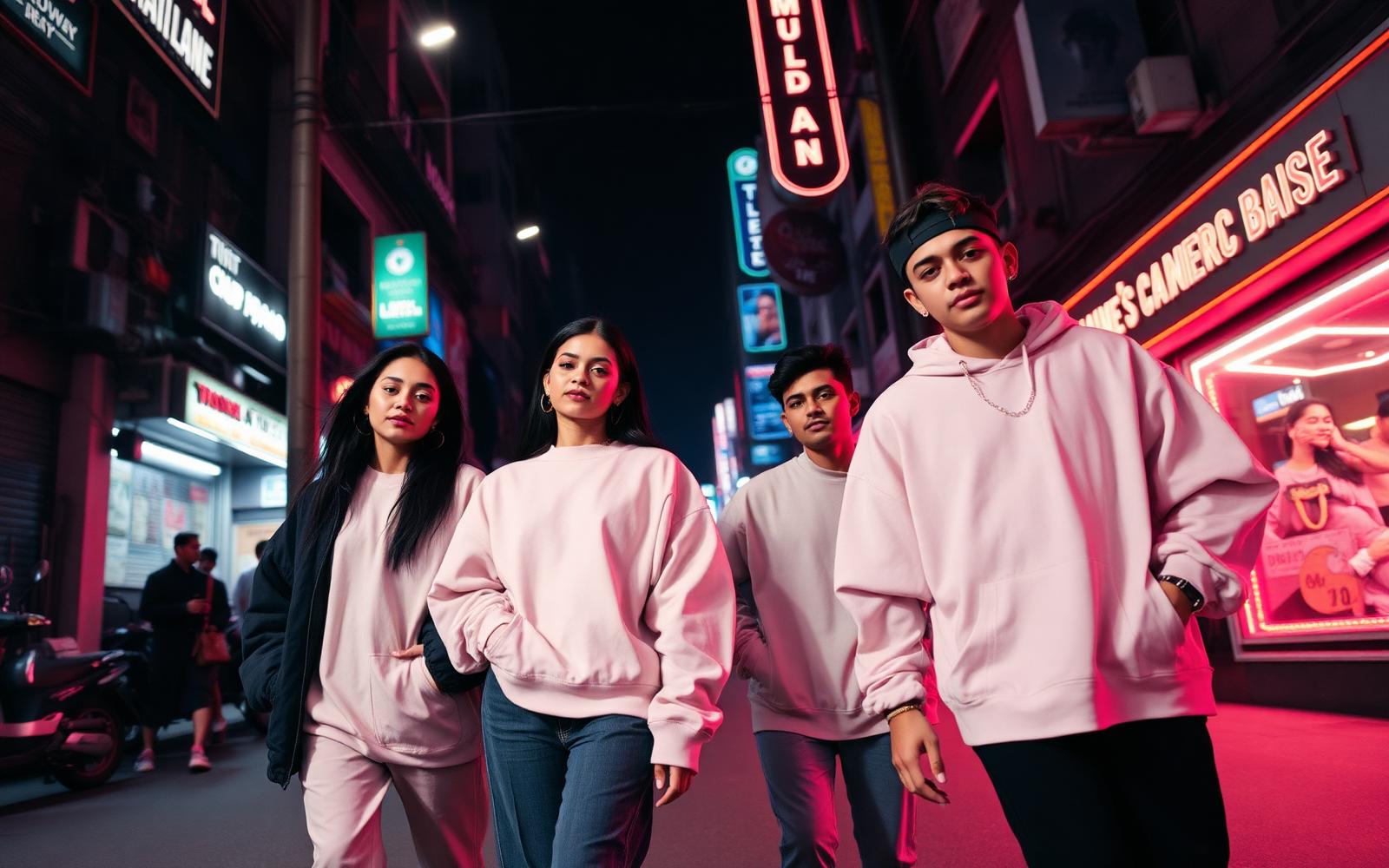 BurnFake community wearing oversized streetwear